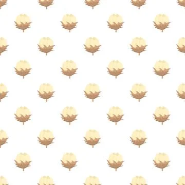 Cotton plant repeating pattern for textile background design 库存插图