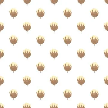 Cotton plant repeating pattern on white background Stock Illustration