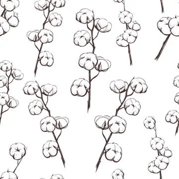 Cotton Plant seamless pattern. Stock Illustration