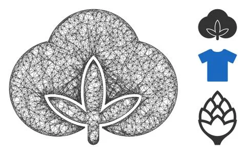 Cotton Polygonal Web Vector Mesh Illustration Stock Illustration