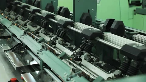 Cotton processing plant, machine part, installation Stock Footage