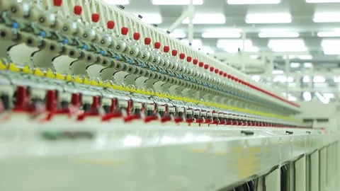 Cotton processing plant, machine part, rollers focused Stock Footage 208110524