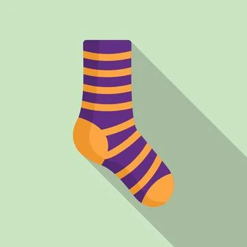 Cotton sock icon flat . Winter sock Illustrazione stock