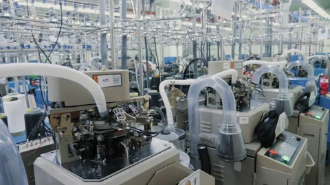 Cotton socks production process in garment factory, automated process, a lot Stock Footage 167865860