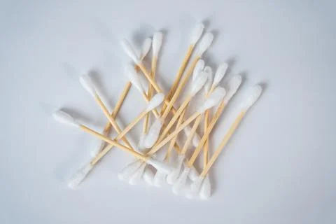 Cotton Swabs on White Background Stock Photos