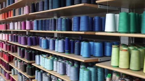 Cotton thread rolls. Textile industry. Stock Footage 72557850