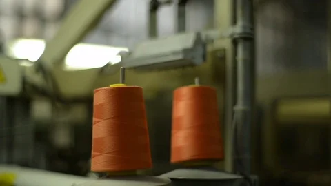Cotton thread rolls. Textile industry. Video stock 72560761