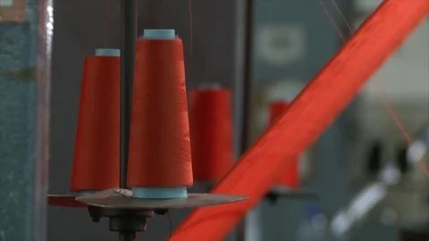 Cotton thread rolls. Textile industry. Stock Footage 72563428