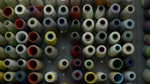 Cotton thread rolls. Textile industry. Stock Footage 72565324