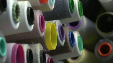 Cotton thread rolls. Textile industry. Stock Footage 72565372