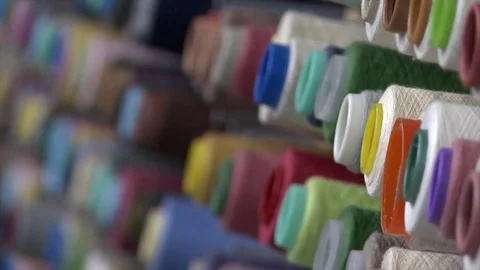 Cotton thread rolls. Textile industry. Stock Footage 72565428