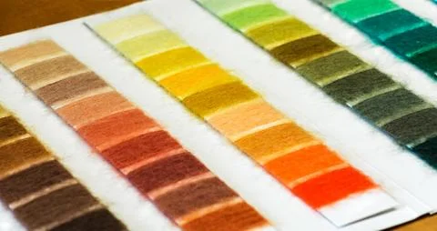 Cotton Thread Sample Chart Arranged by Color Stock Photos
