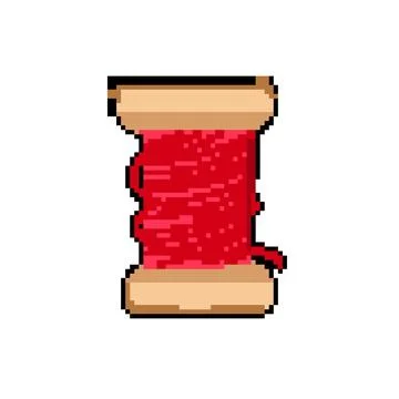Cotton thread spool pixel art vector illustration Stock Illustration