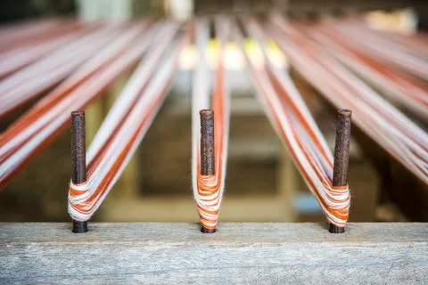 Cotton, Thread for weaving Stockfoto's