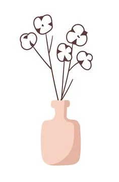 Cotton in a vase Stock Illustration