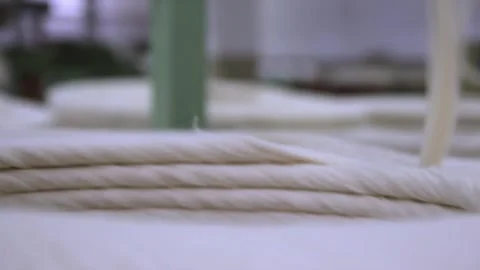 Cotton Weaving Into Thread At A Textiles Manufacturing Plant Stock Footage 249731153