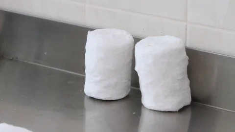 Cotton wool rolls and tools Stock Footage 111951597