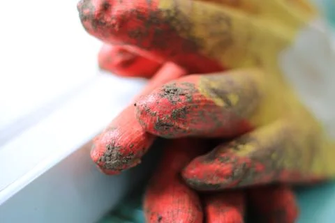 Cotton working gloves Foto stock