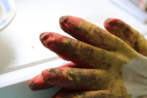 Cotton working gloves Foto stock