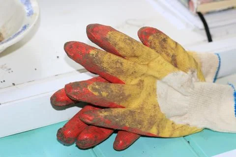 Cotton working gloves Foto stock