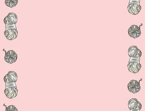 Cotton yarn threads comic style doodles seamless border pattern. Cozy boho cr Stock Illustration