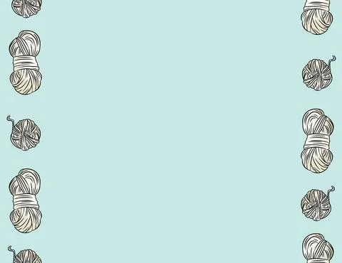 Cotton yarn threads comic style doodles seamless border pattern. Cozy bohemia Illustrazione stock