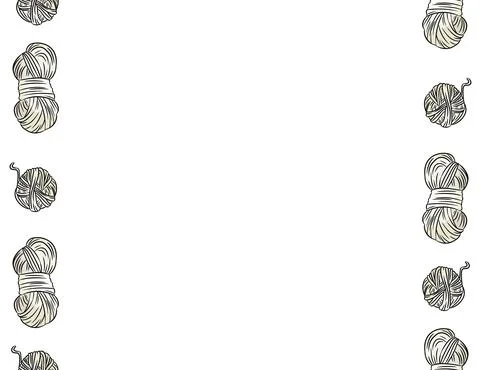 Cotton yarn threads comic style doodles seamless border pattern. Cozy boho cr Stock Illustration