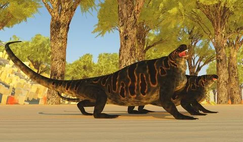 Cotylorhynchus Synapsids in Forest Stock Illustration