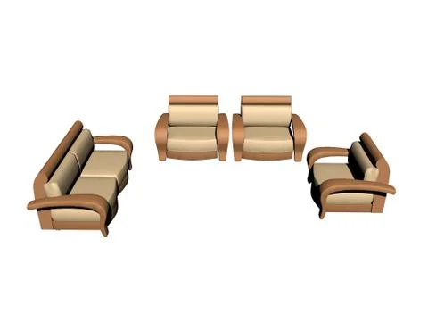Couch and armchair with upholstery in sitting area Ilustración de archivo