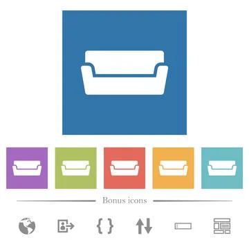 Couch flat white icons in square backgrounds Illustration