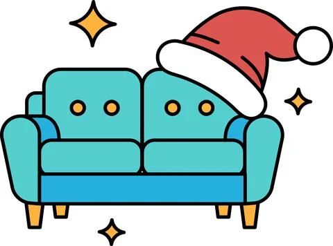 A couch with a hat on top of it Stock Illustration