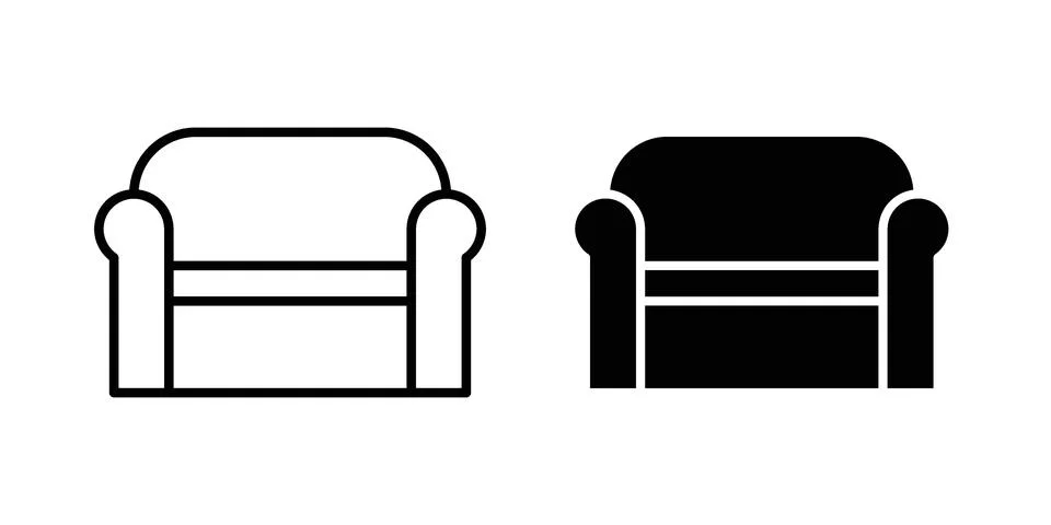 Couch icon silhouette vector set. thin line pack Stock Illustration