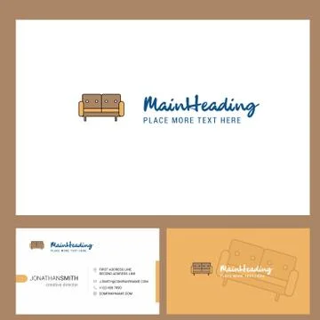 Couch  Logo design with Tagline &amp; Front and Back Busienss Card Template. Vect Stock Illustration