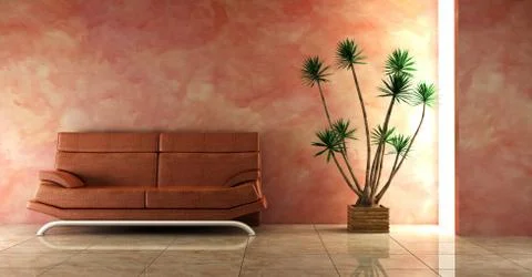 Couch into the pink interior Stock Illustration