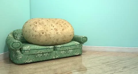 Couch potato on old sofa Illustrazione stock