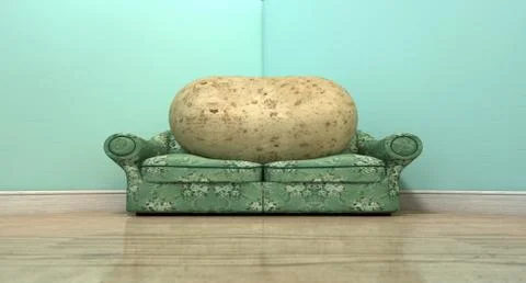 Couch potato on old sofa Stock Illustration