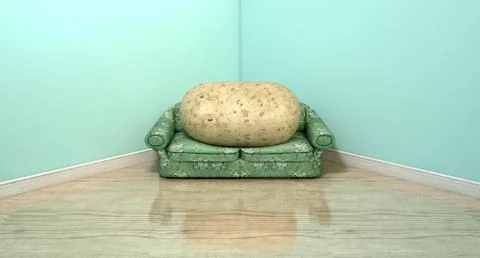 Couch potato on old sofa Illustrazione stock