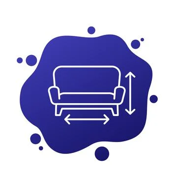 Couch size icon in line design Stock Illustration
