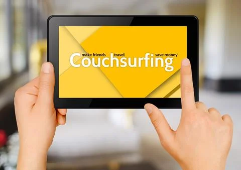 Couch Surfing concept Stock Photos