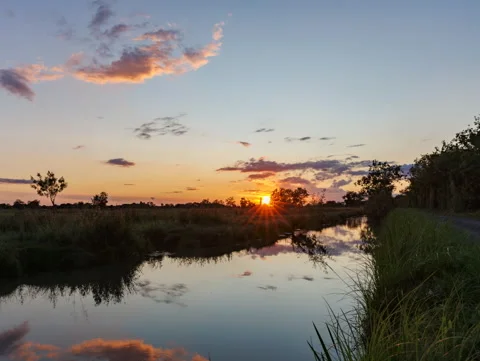 Coucher de soleil dans les Marais D Audubon Coueron Stock-Footage 315966753