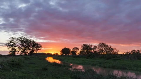 Coucher de soleil sur l'étier de Vair Video stock 322189258