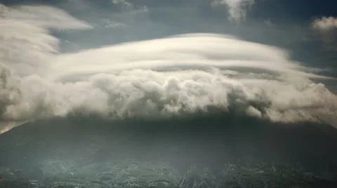 Couded lower flanks of Mount Merapi, Indonesia Stock Footage 45348747