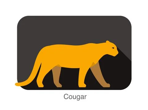 Cougar cat walking side flat 3D icon design Stock-Illustration