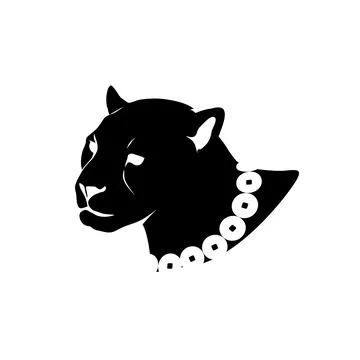 Cougars head with a calm expression on her face, a necklace around her neck Stock Illustration