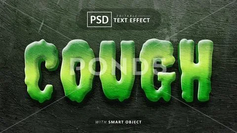 Cough 3d text effect editable Template PSD