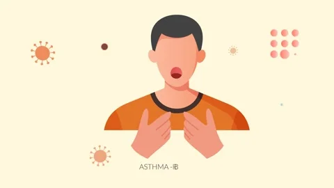 Cough and Breathing Difficulty - COPD Care - Animated Illustration 動画素材 332236171