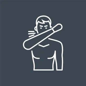 Cough related vector thin line icon. Stock Illustration