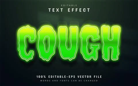 Cough text effect neon style editable Stock Illustration