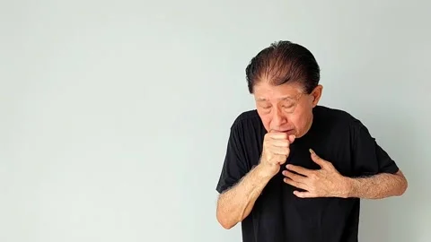 Coughing Old Asian Man Stock Footage 339278639