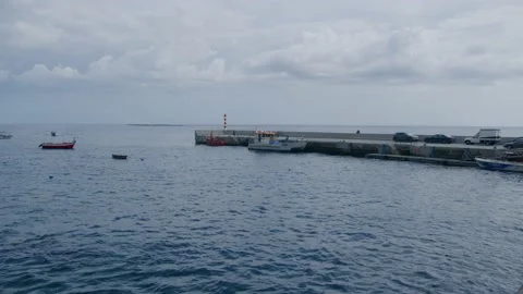 Could day at pier of Ribeira Brava, Madeira Island | 6K Stock Footage 169355012